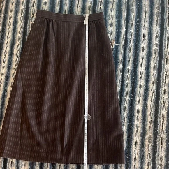 VINTAGE 70’s Union made brown pinstriped wool skirt size S - Picture 9 of 13